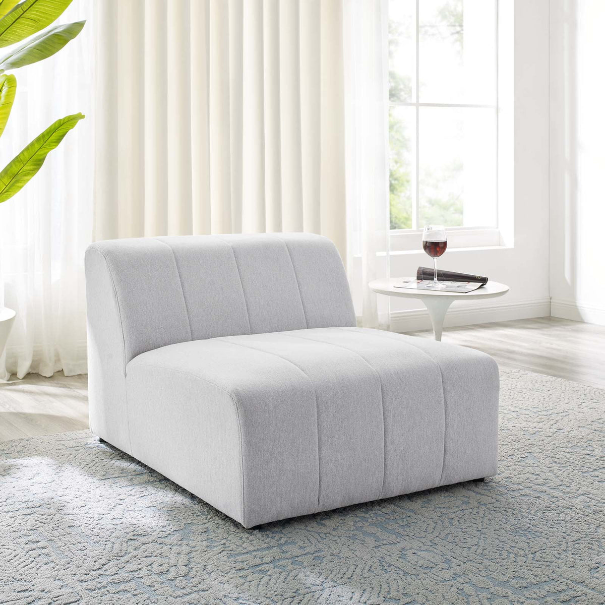 Ivory White Fabric Sofa Chair D573