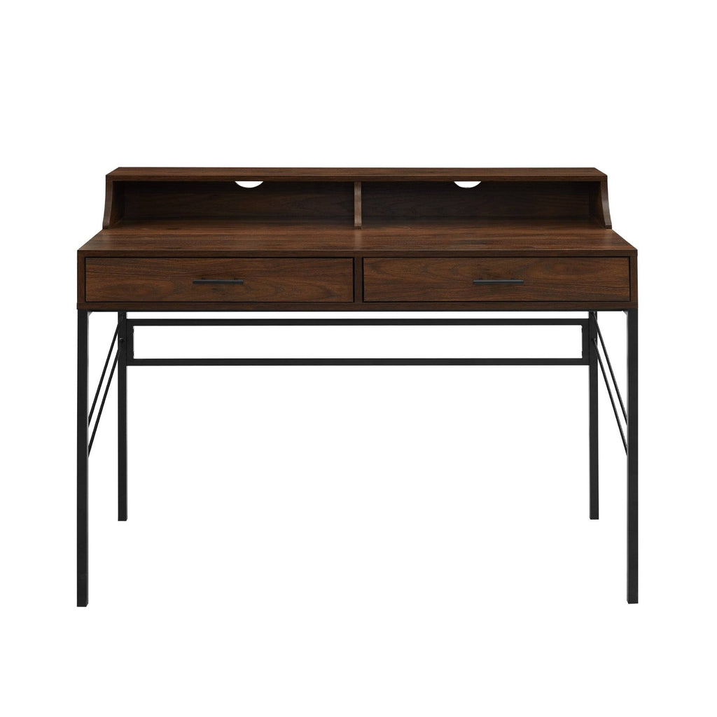 2-Drawer Desk and Hutch - Cerused Ash U66611
