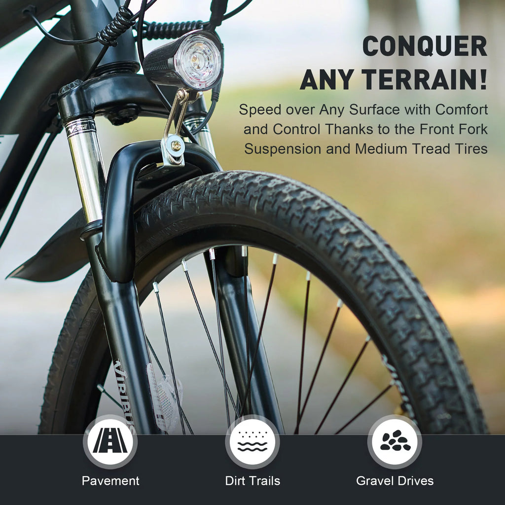 Electric Mountain Bicycle 26" 350W 48V Lithium Battery Black C23887