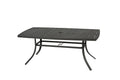 Rectangular Brown Aluminum Slat Top Dining Table B588573