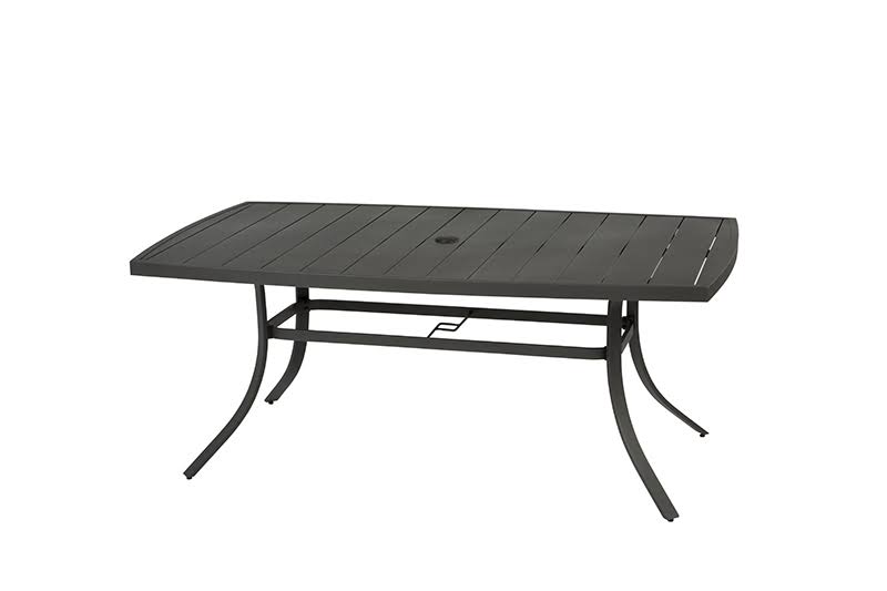 Rectangular Brown Aluminum Slat Top Dining Table B588573