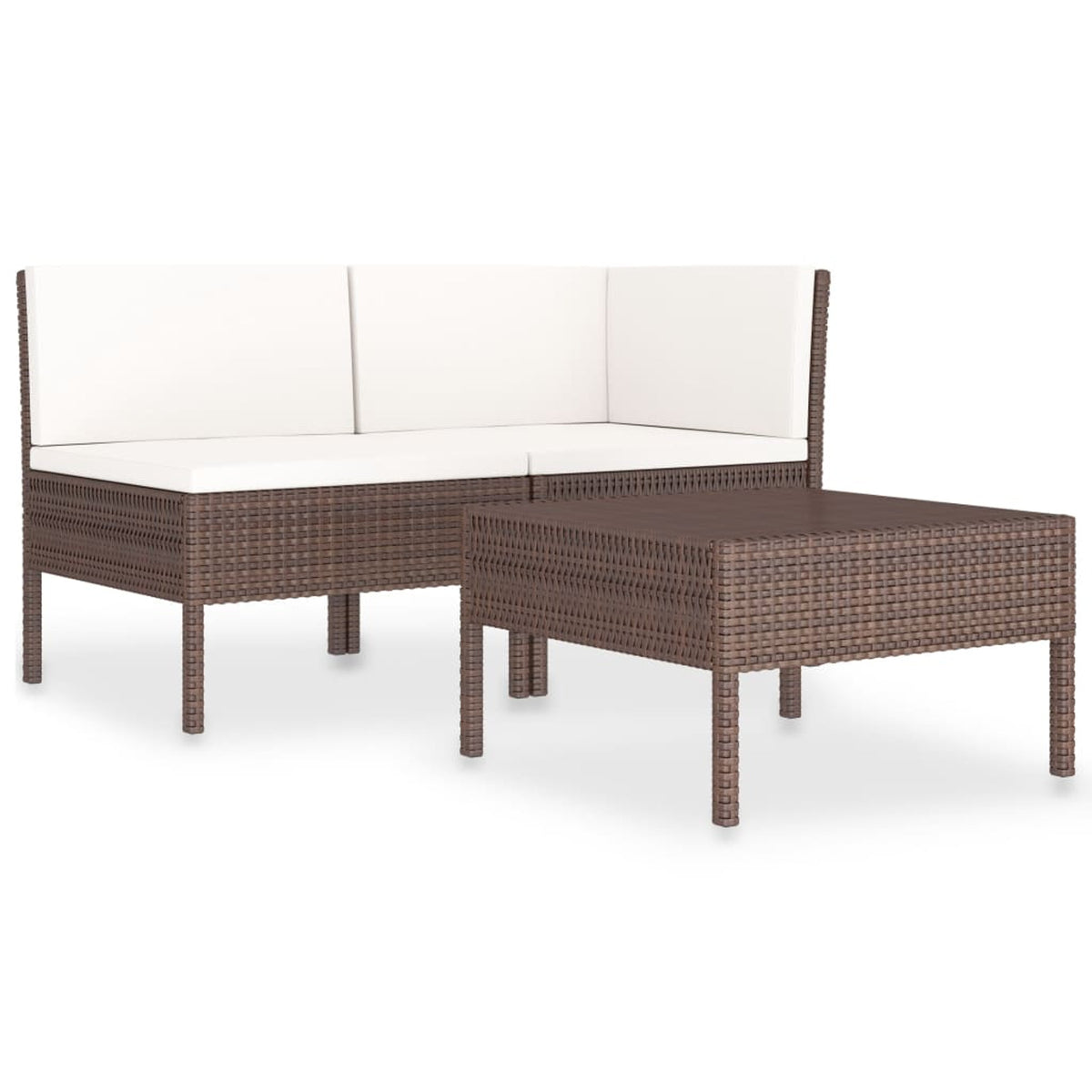 3 Piece Poly Rattan Outdoor Sectional Sofa Set with Cushions Steel Frame K410
