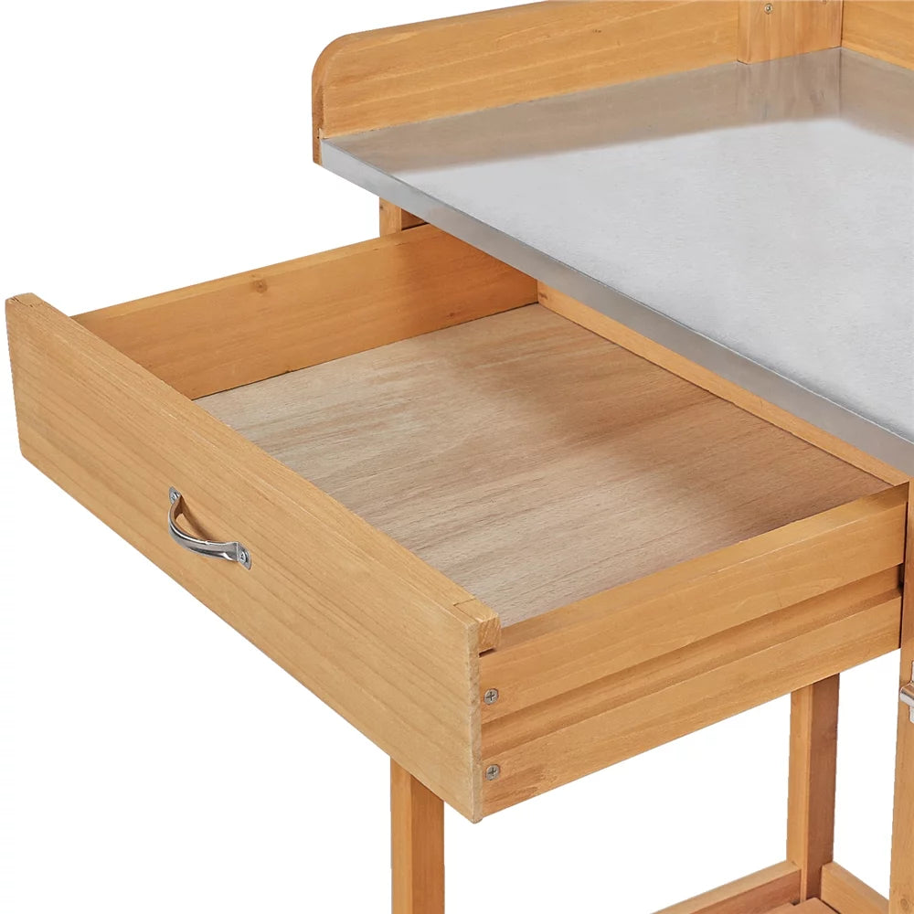 Garden Potting Bench with Cabinet Drawer J125015