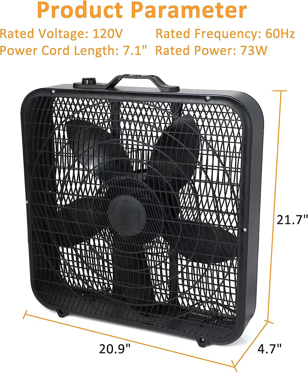 20" 3-Speed Black Box Fan G168