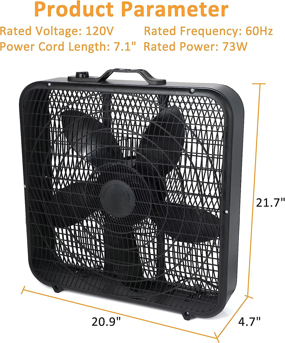 20" 3-Speed Black Box Fan G168