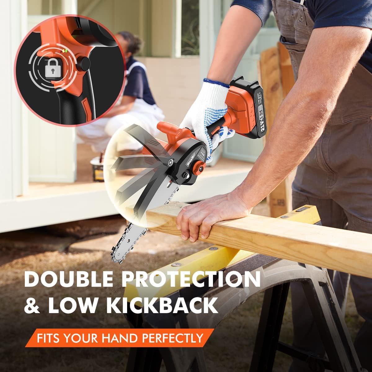 6" Mini Cordless Electric Chainsaw with Battery Indicator, Pack of 2 E9601