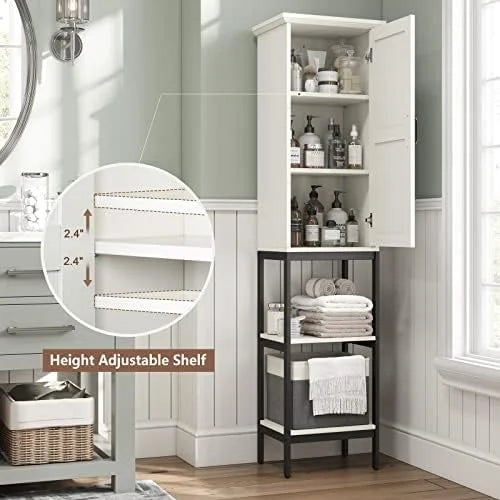 Linen Cabinet with Basket and 5 Shelves T264