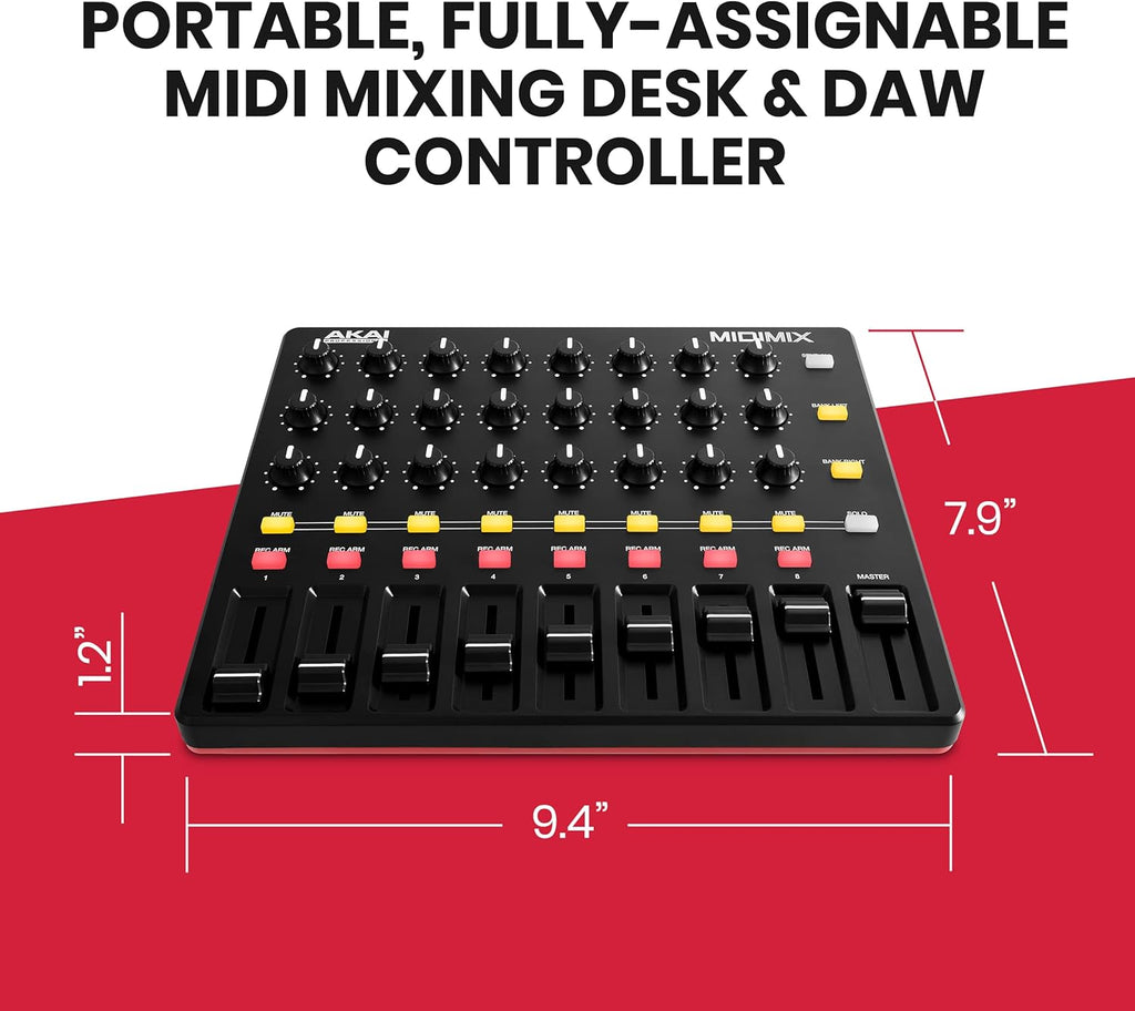 USB MIDI Controller Mixer with Assignable Faders, 24 Knobs, 16 Buttons K4074