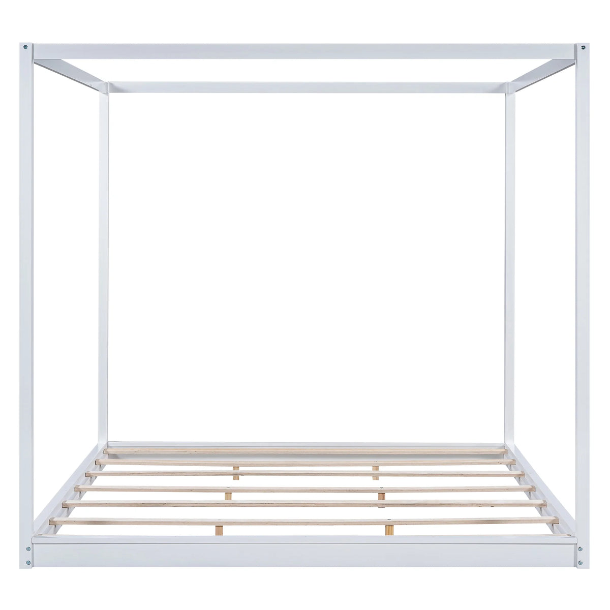 White Pine Wood Queen Size Canopy Platform Bed A325920