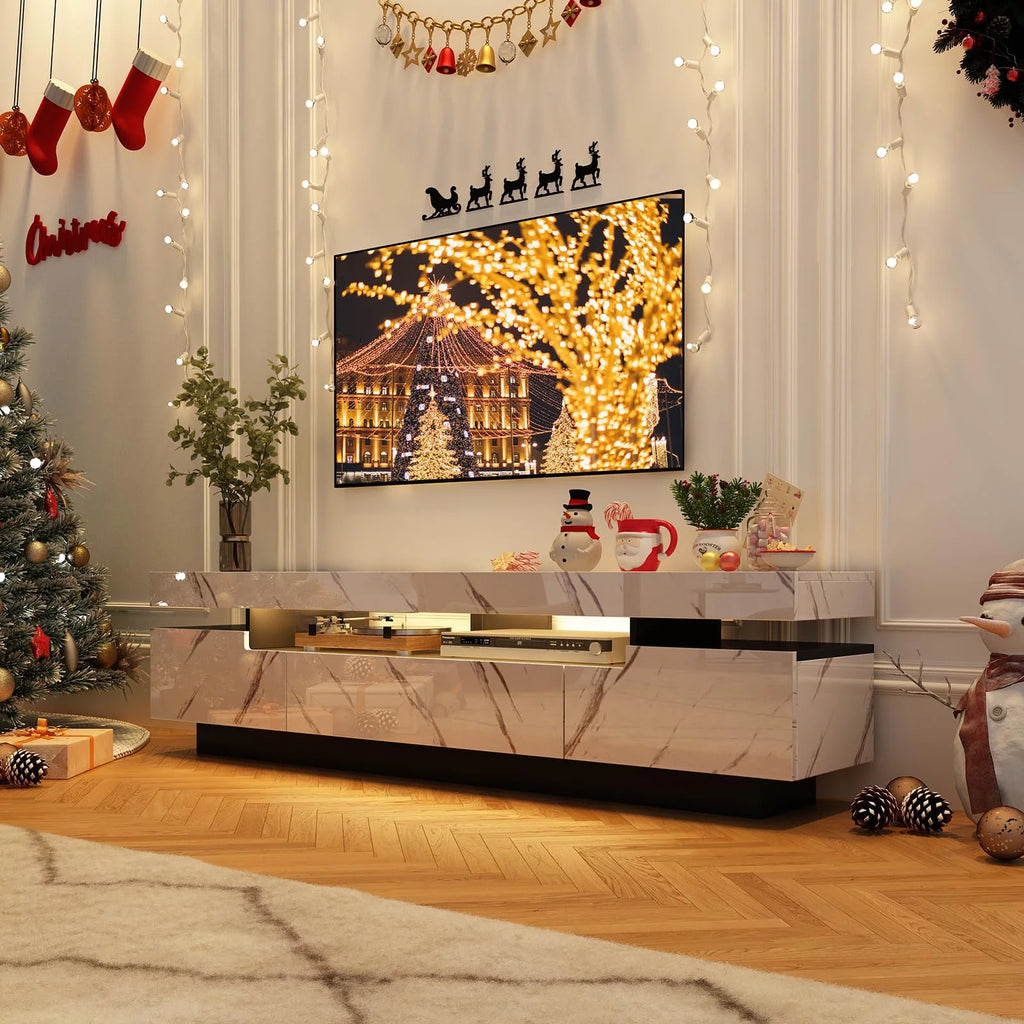 White High Gloss LED TV Stand with Storage B863955