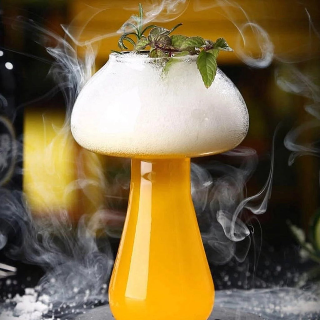 Mushroom Cocktail Mocktail Transparent Glass with Straw 300 ml Set of 2 S4654