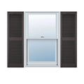 18 inchw x 50 inchh Vinyl Cathedral Top Center Mullion Open Louver Shutters with Shutter-Loks Per Pair A619