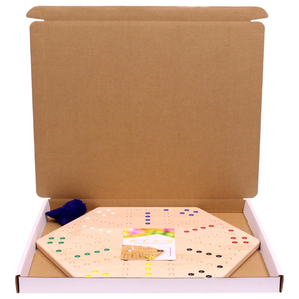 Large 24" Wooden Hand-Painted Aggravation Board Game with 22mm Marbles and Dice Y59664