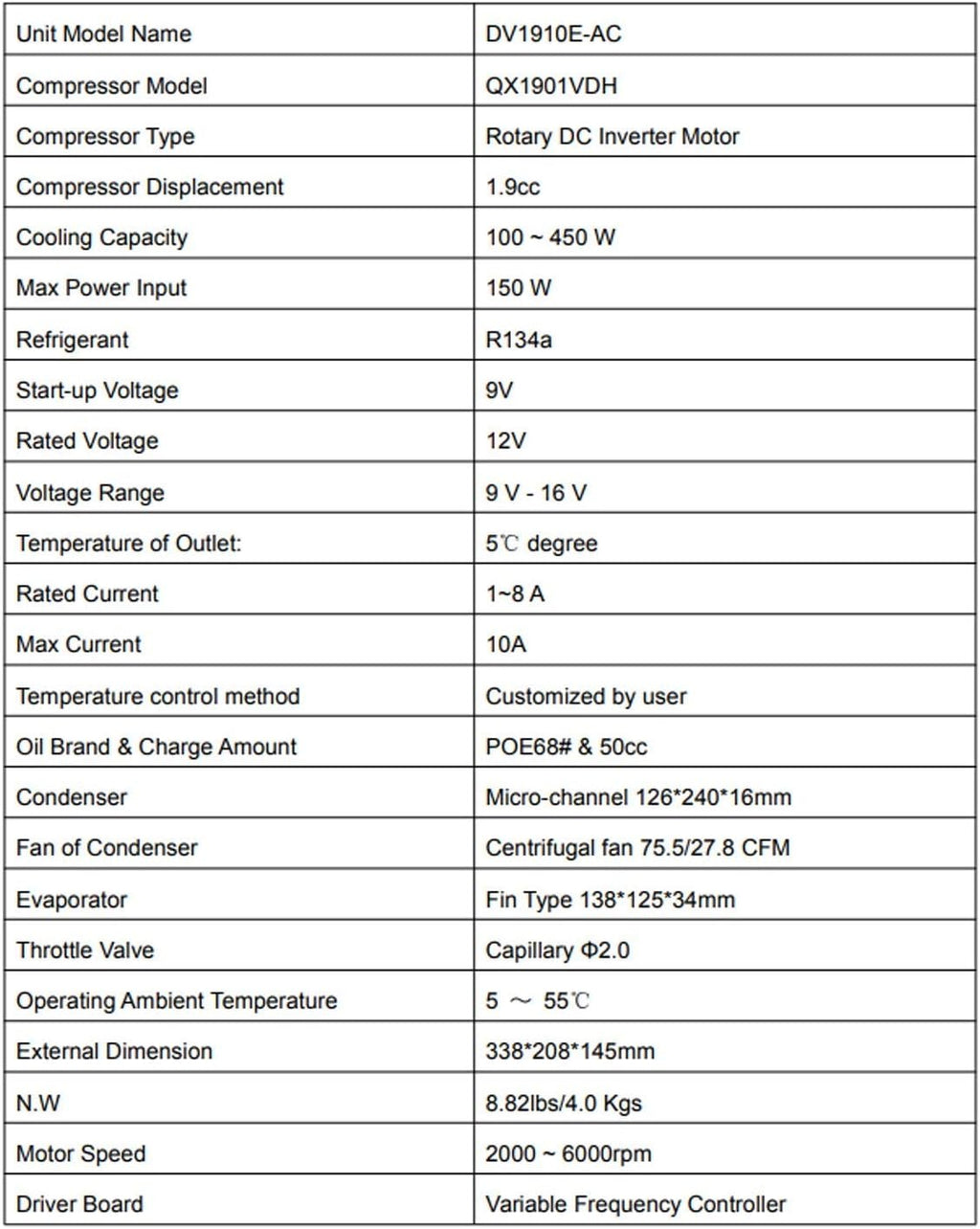 12V Compact Refrigeration Cooling System with Miniature Rotary Compressor Q1992