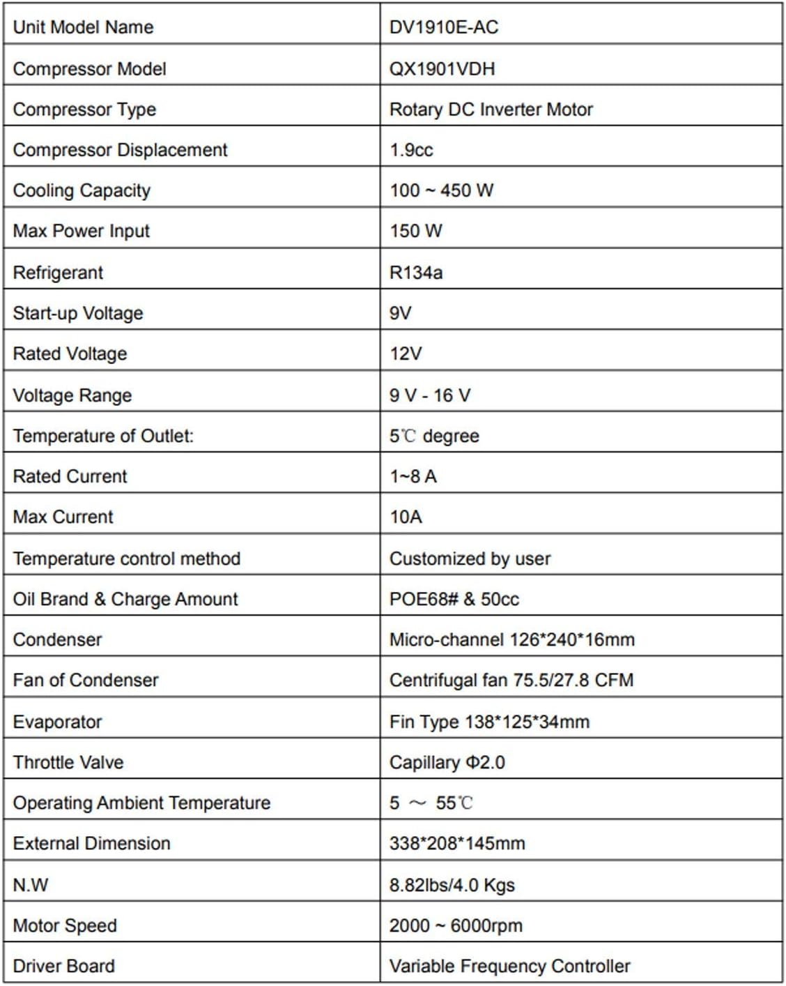 12V Compact Refrigeration Cooling System with Miniature Rotary Compressor Q1992