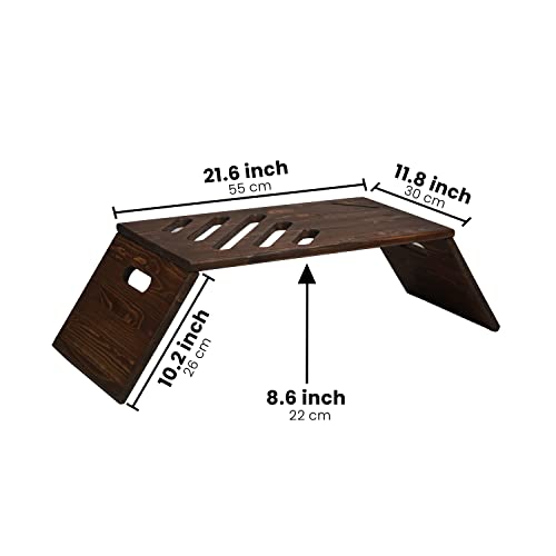 Walnut Wooden Laptop Stand with Phone Holder and Foldable Legs W686
