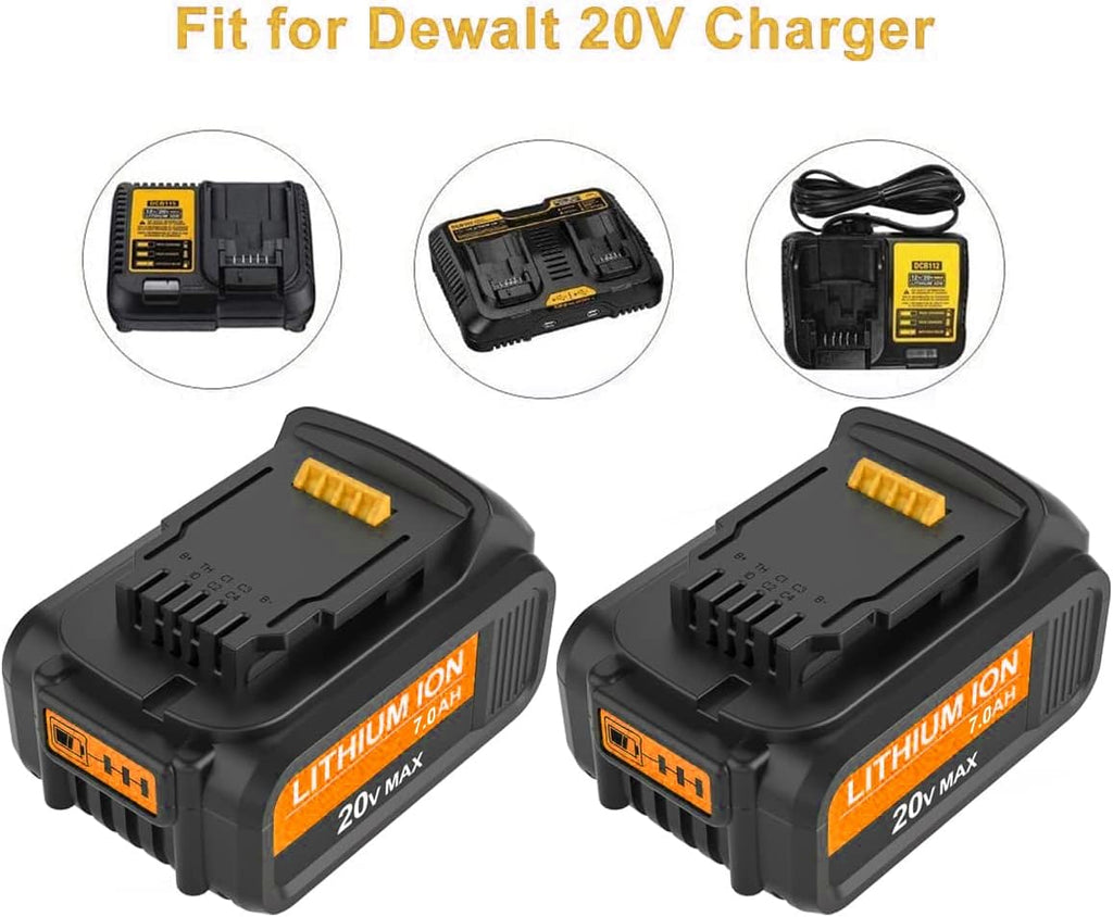 2 Packs 7.0Ah DCB207 Battery Compatible with Dewalt 20V Max Lithium Z581