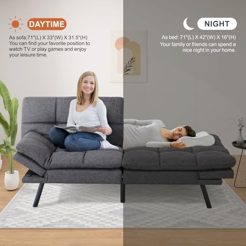 Black Memory Foam Convertible Sofa Bed O9098