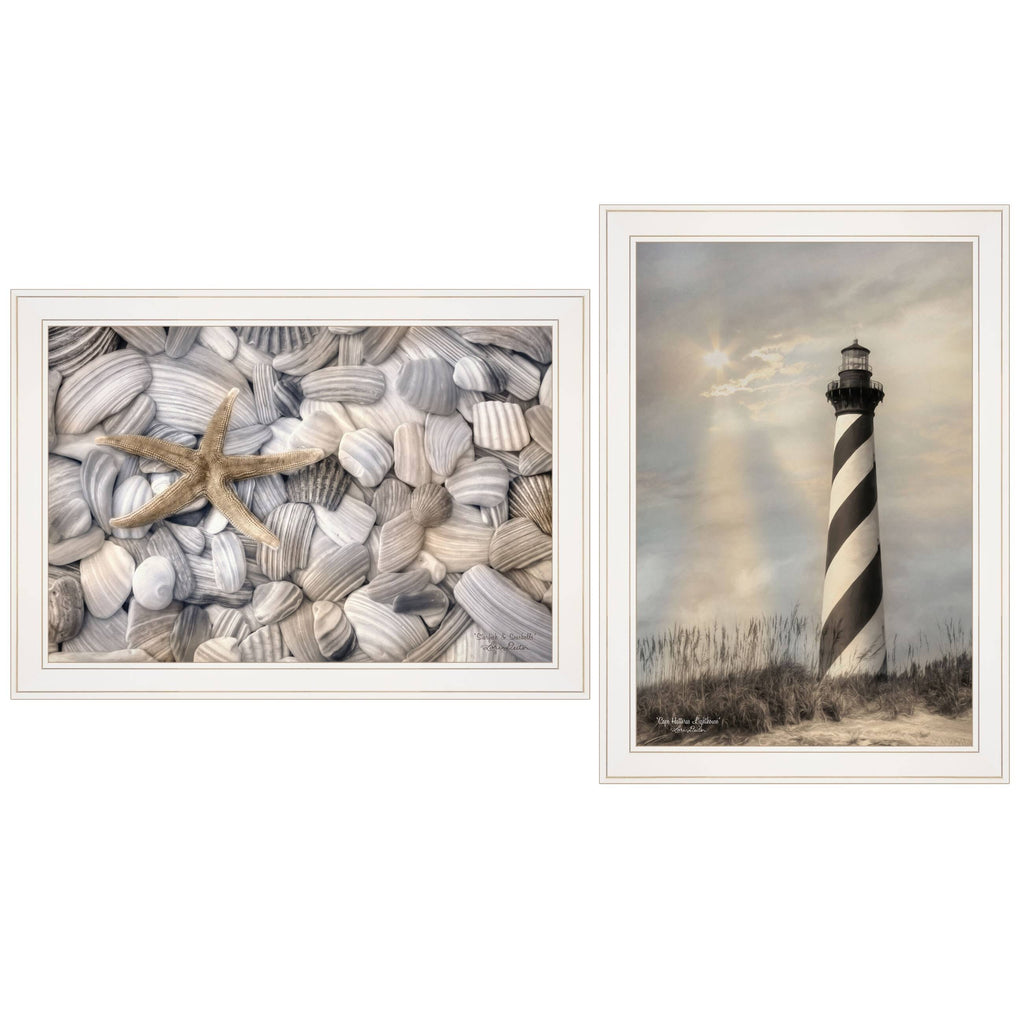 Multi-Color Wood Lighthouse and Sea Shells Collection M25769