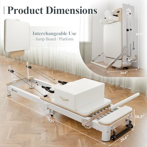92” White Foldable Aluminum Pilates Reformer C381459