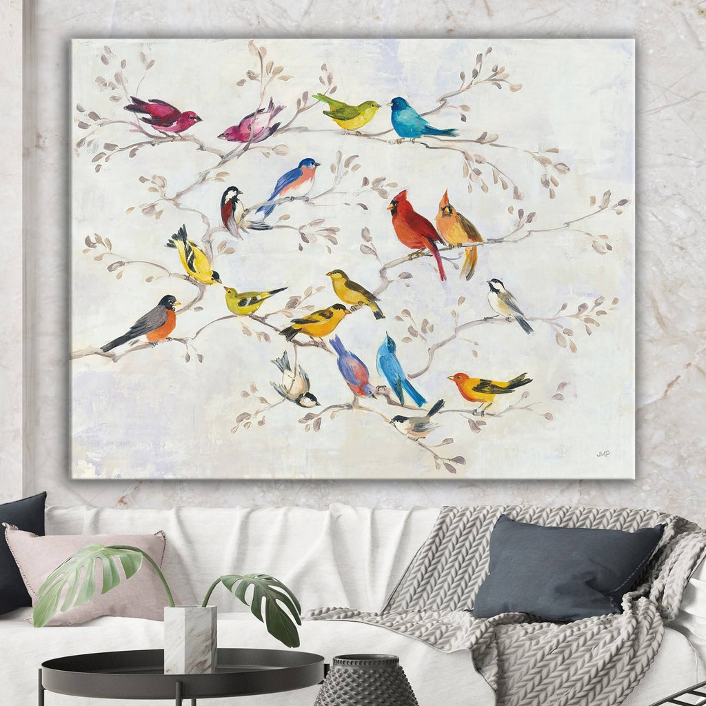 Multi-Color Bird on Tree Canvas Art 40 x 30 in. B904282