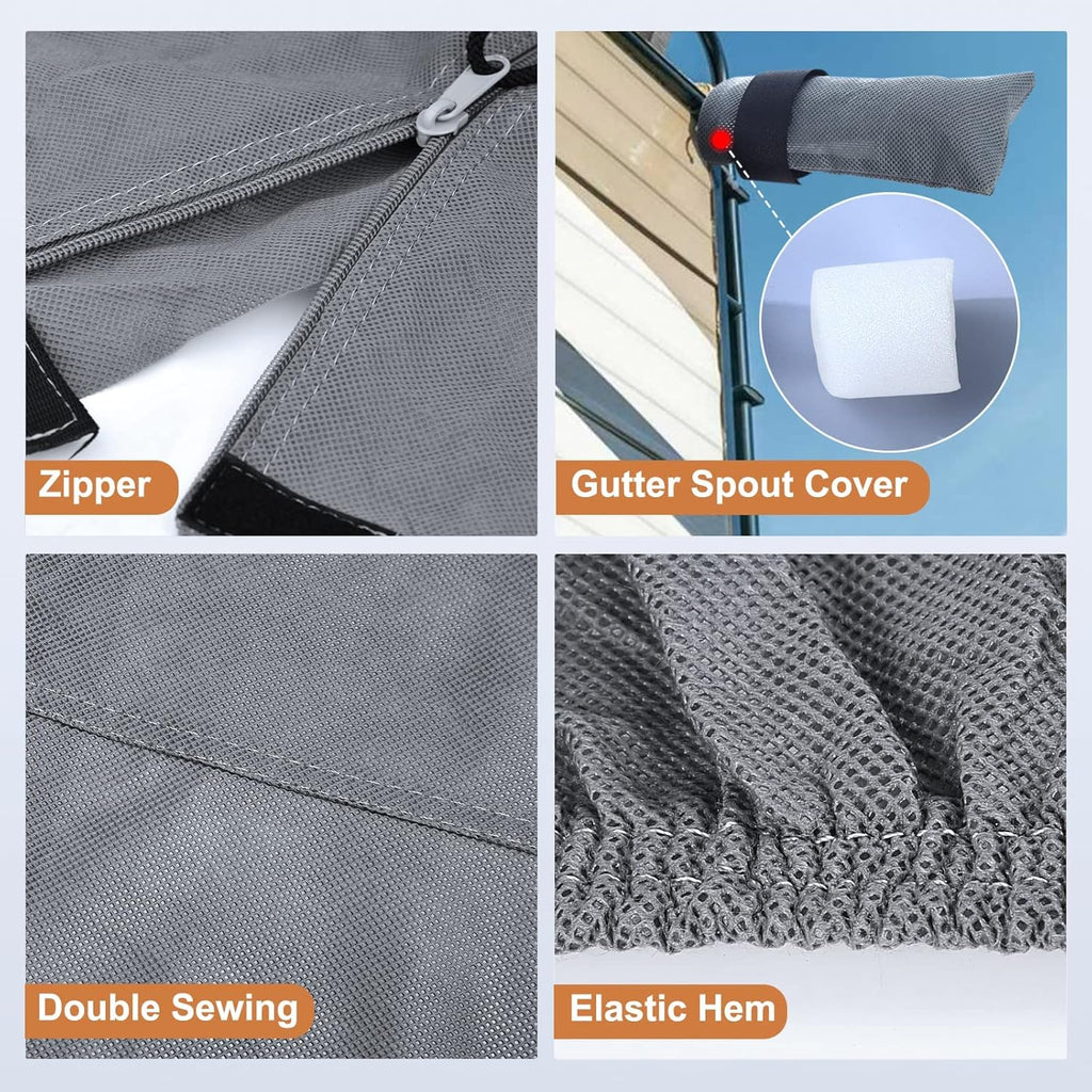5 Layers Travel Trailer RV Cover Heavy Duty Camper Cover Anti-UV, Rip-Stop, Breathable with Tongue Jack Cover, 2Pcs Straps & Gutter Covers I81822
