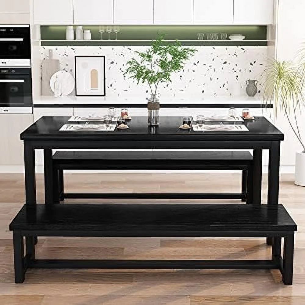 Black 4 Person Space Saving Kitchen Table Set with Rack M45531