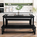 Black 4 Person Space Saving Kitchen Table Set with Rack M45531