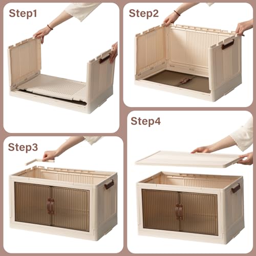 65QT Stackable Plastic Storage Bins with Wheels 3 Pack S42357