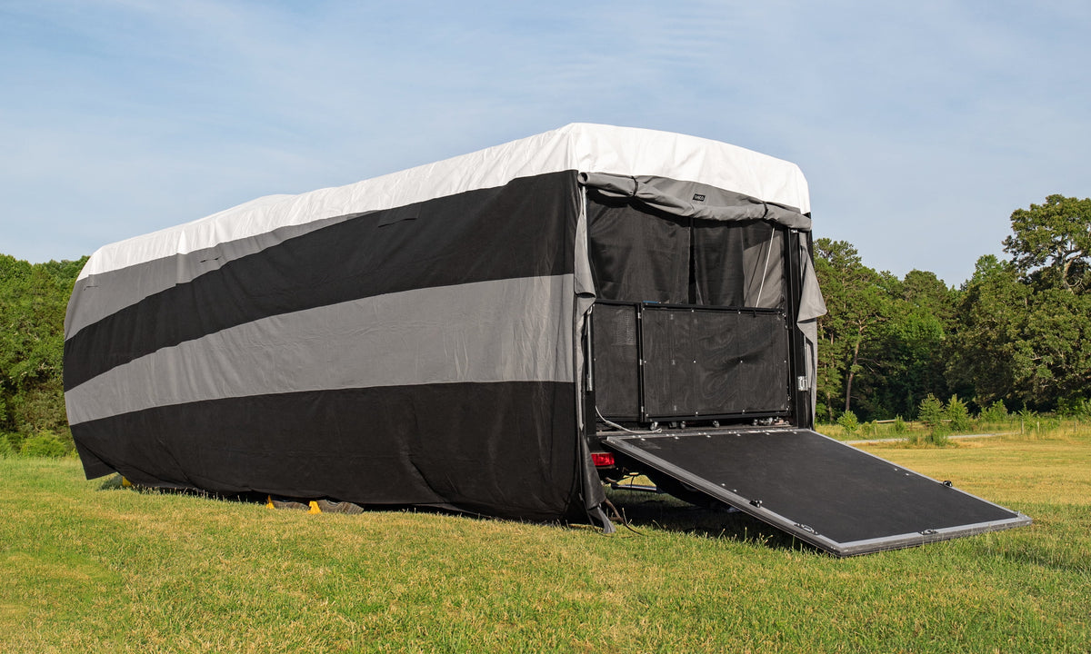 RV Cover for Toy Hauler Trailers 24 to 28-Feet Weatherproof with Dupont Tyvek Top S334