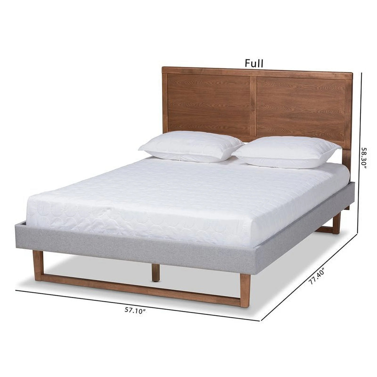 King Size Light Gray Upholstered Wood Platform Bed D97677