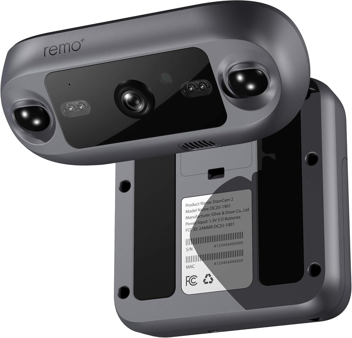 Dark Grey Wireless Over-The-Door Smart Security Camera with 1080p HD Video O8436