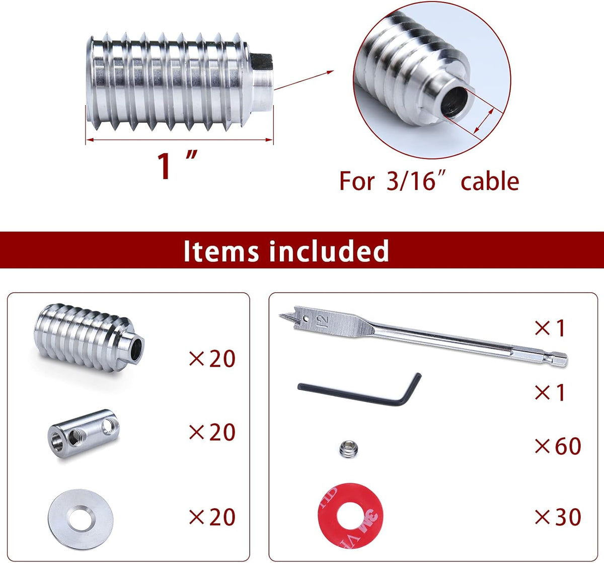 5/32 Cable Railing Kit with Protective Sleeve T316 Stainless Steel X868468