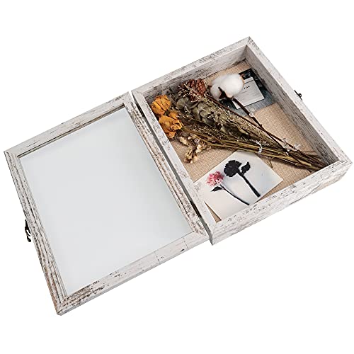 11x14 Shadow Box Frame with Linen Back, Real Glass Door, Rustic Black E962