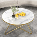 Round Coffee Table with White Faux Marble Top C16901