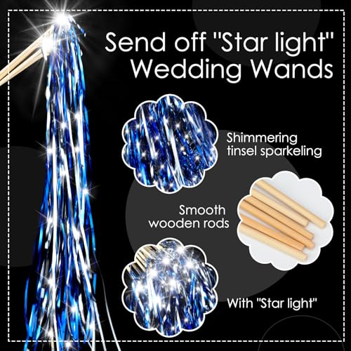 24 Pcs Lighted Wedding Wands White Tinsel L206