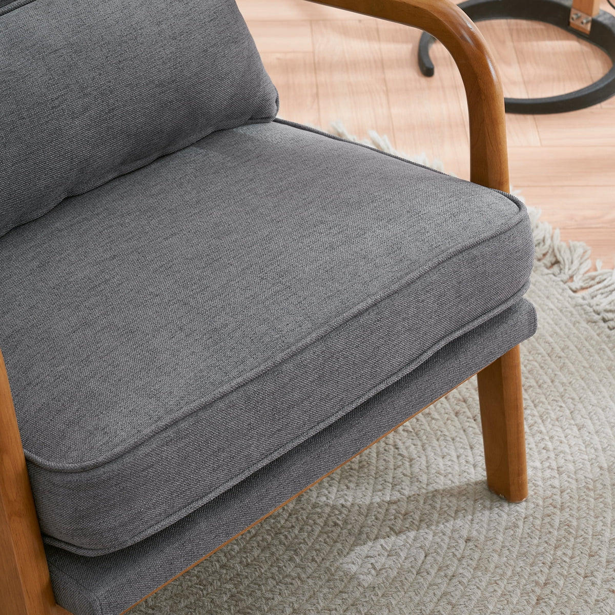 Fabric Single Sofa with Wood Legs (Gray) L7932
