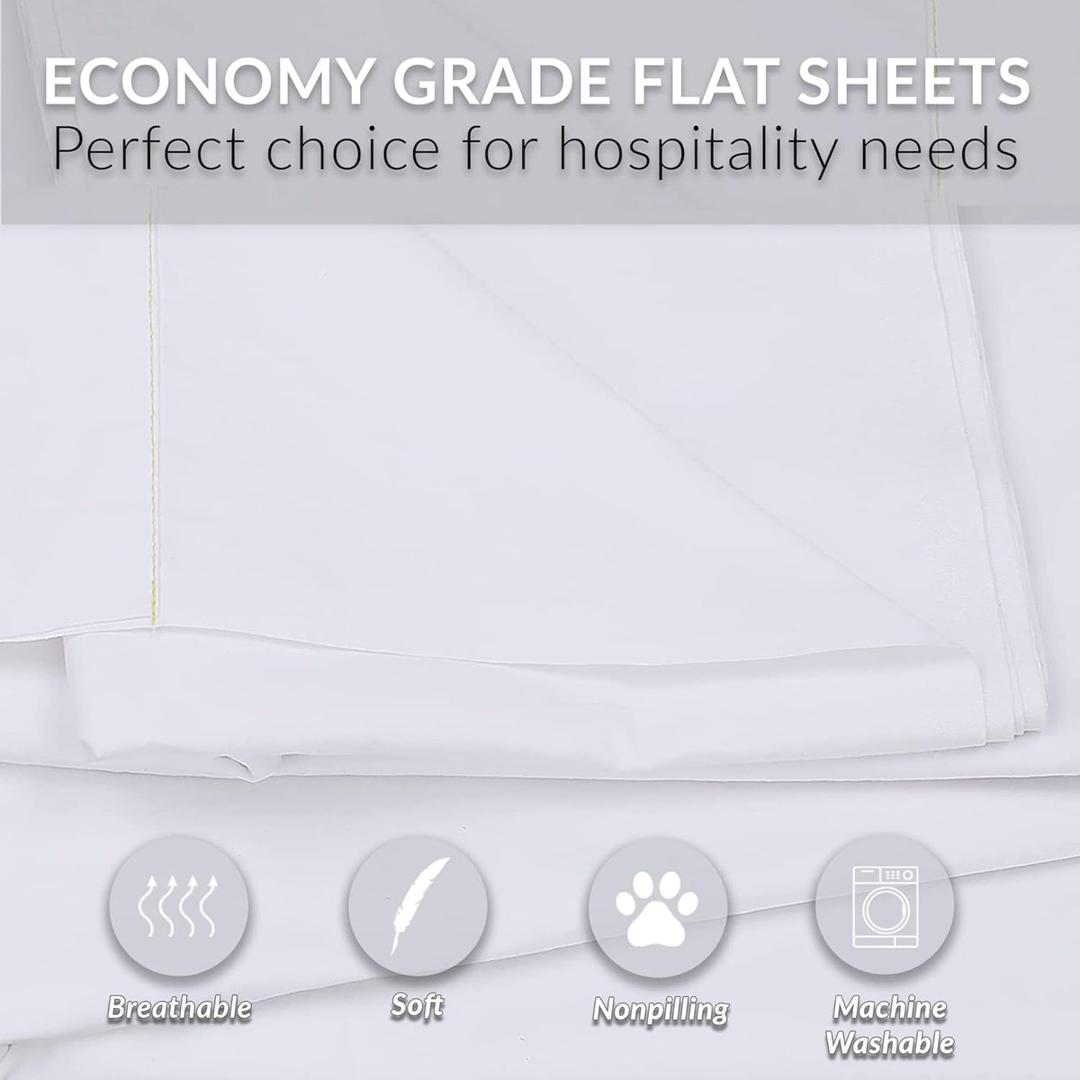 24 Queen Flat Sheets Bright White Percale Hotel Linen T1944