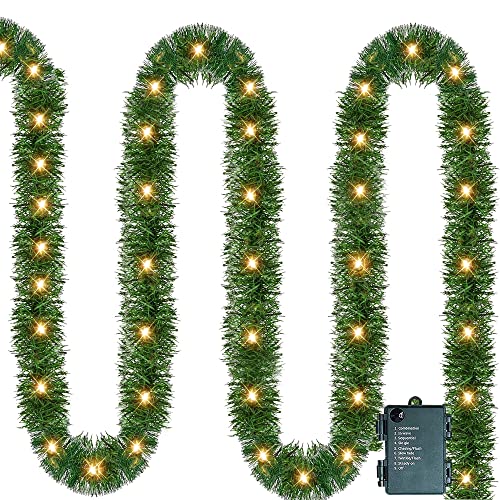 14.8 FT Artificial Christmas Garland with 50 Pre-Lit LED Lights V361