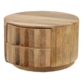 Brown 2-Drawer Round Wood Coffee Table K16700
