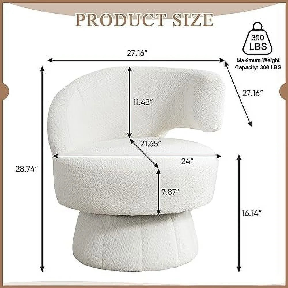 Swivel Barrel Chair Upholstered Accent Chair with Curved Back T50530
