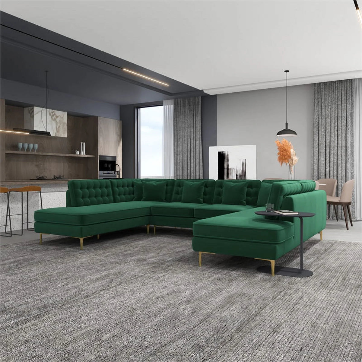 Green Velvet Corner Sectional Couch V5138