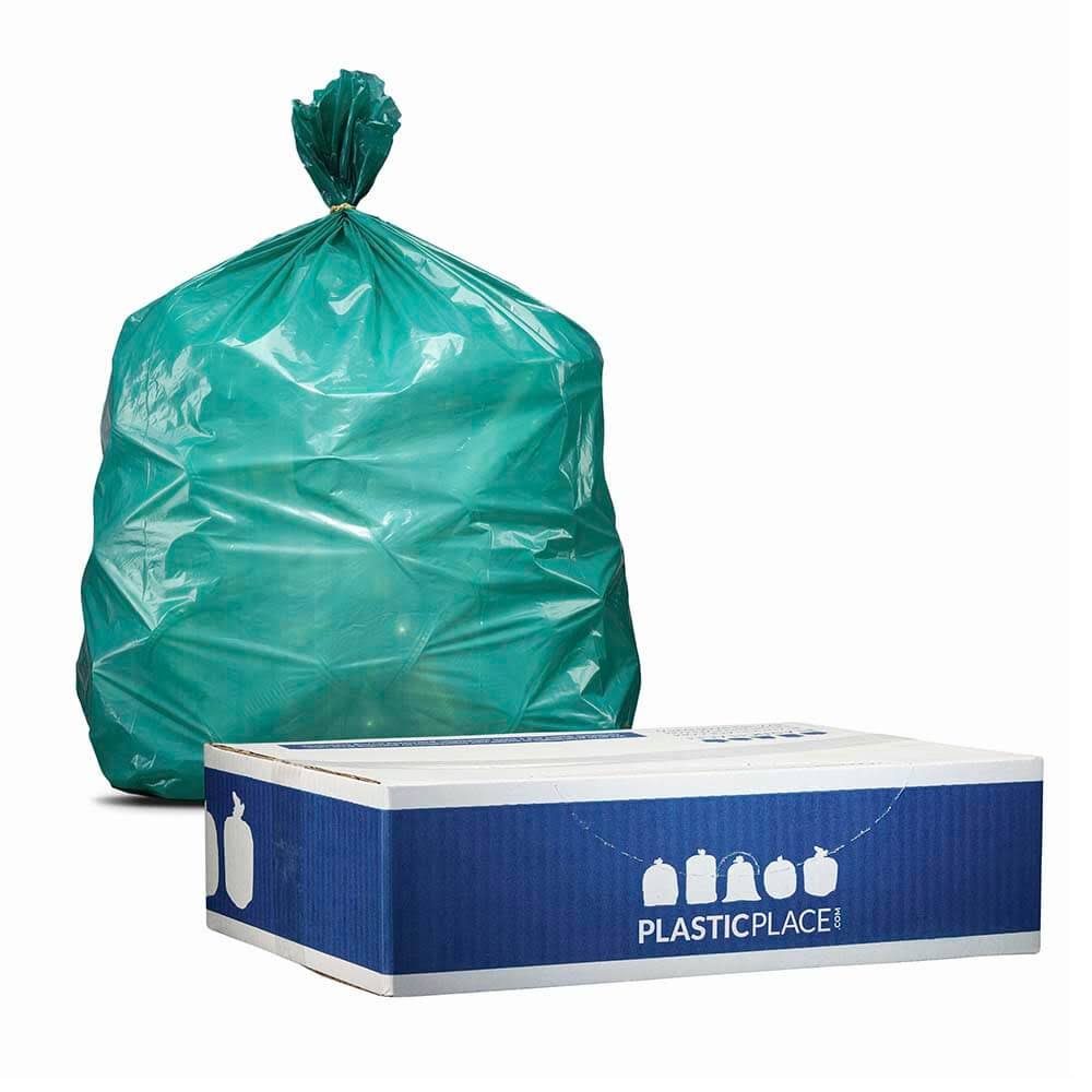 40-45 Gallon Green Trash Bags - 100 / Case - 1.2 Mil T969435