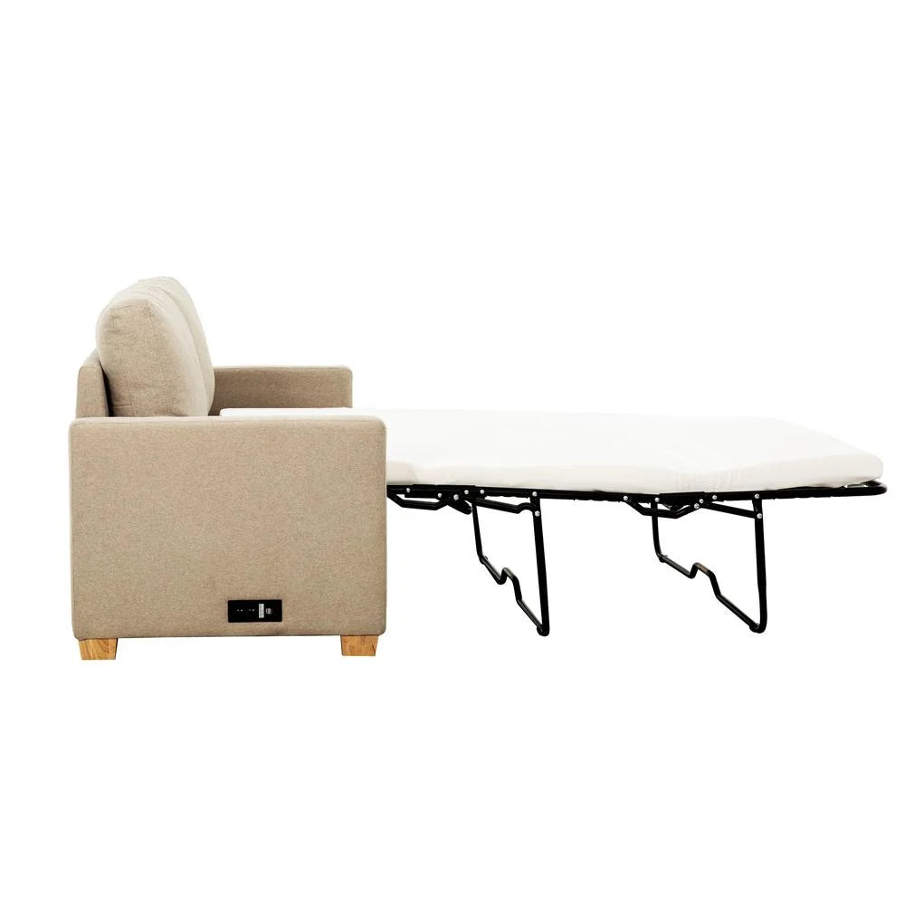 Beige Convertible Full Sleeper Sofa with USB Port K73354