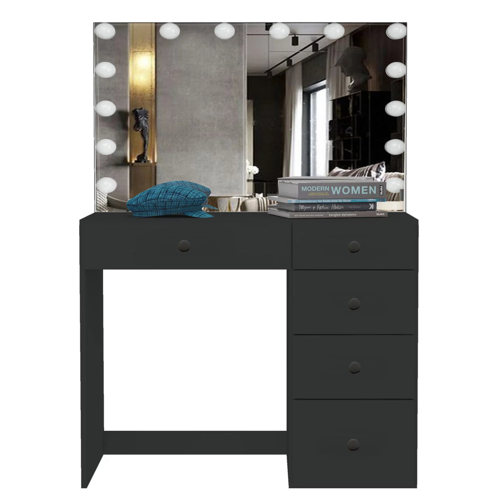 Black Makeup Vanity Table with 5 Drawers I28364