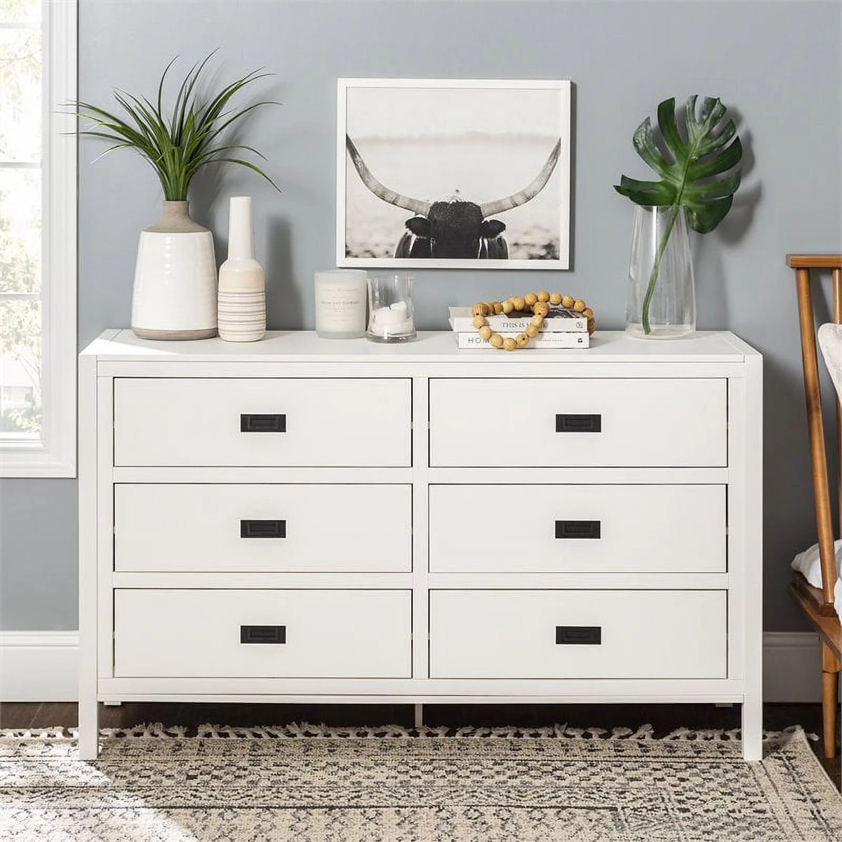 White 6-Drawer Solid Wood Dresser F488445
