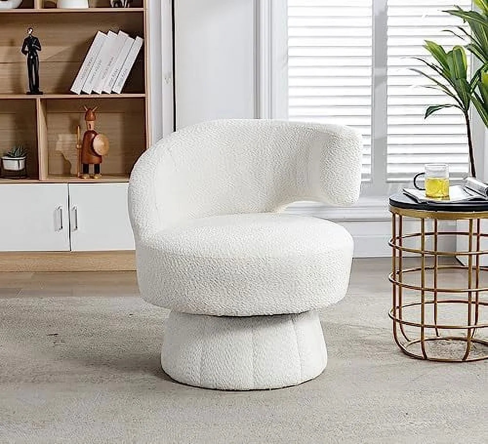 Swivel Barrel Chair Upholstered Accent Chair with Curved Back T50530