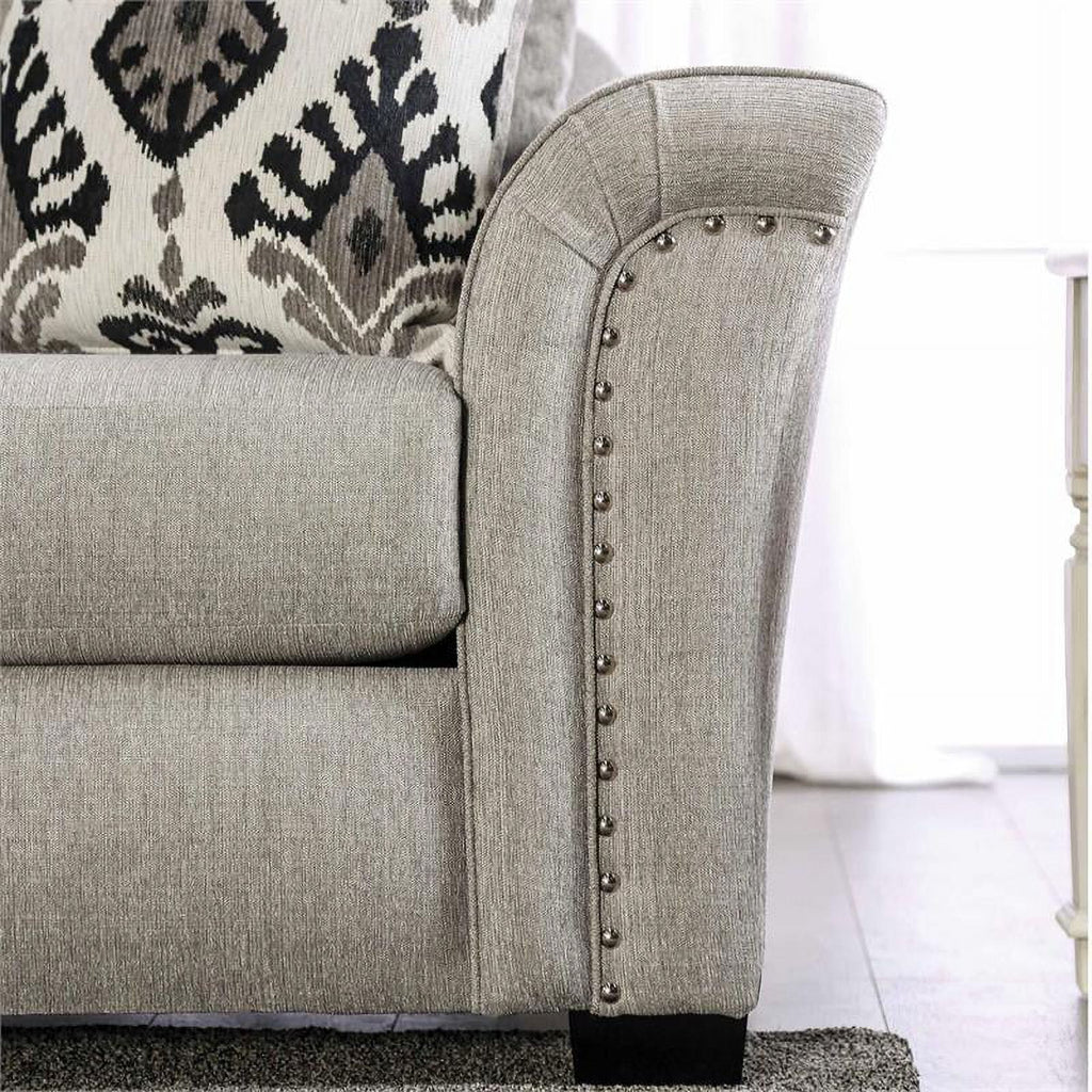 Light Taupe Brown Fabric Sofa W782