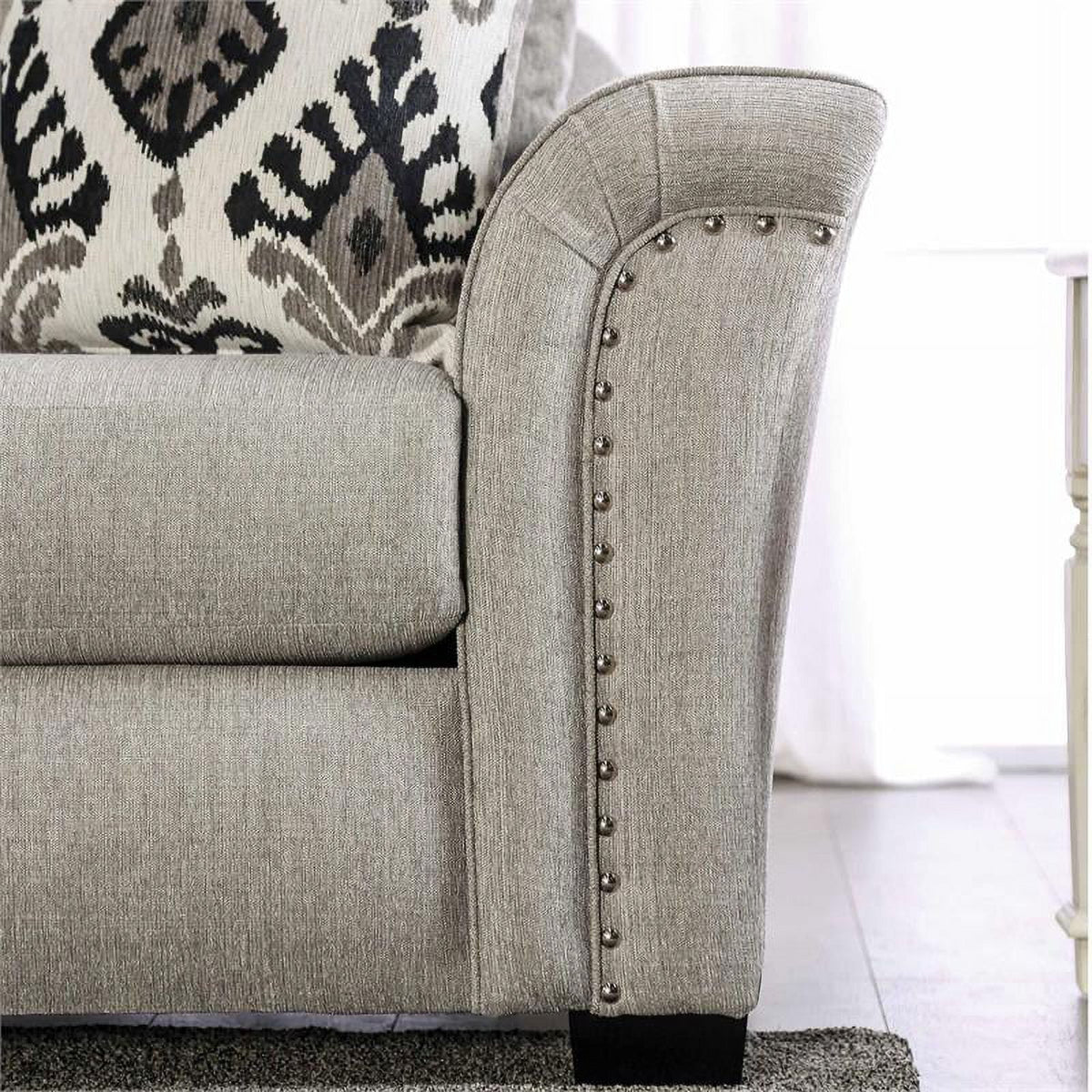 Light Taupe Brown Fabric Sofa W782