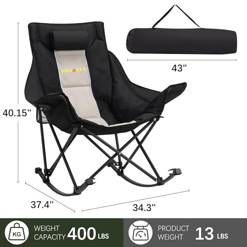 Oversized 400lbs Capacity 600D Oxford Rocking Camping Chair with Cup Holder A30838